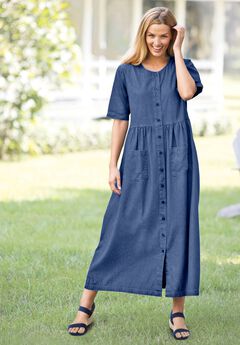 Short-Sleeve Denim Dress