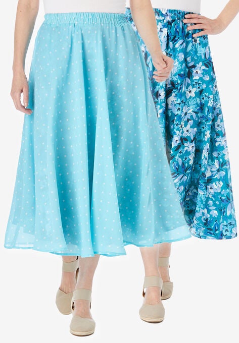 Reversible skirt, DEEP TEAL PAINTERLY BLOOM, hi-res image number null
