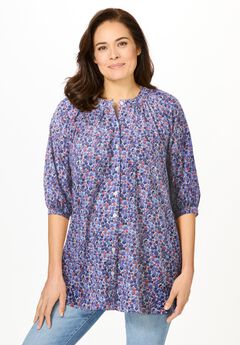 Three-Quarter Sleeve Full Placket Blouse