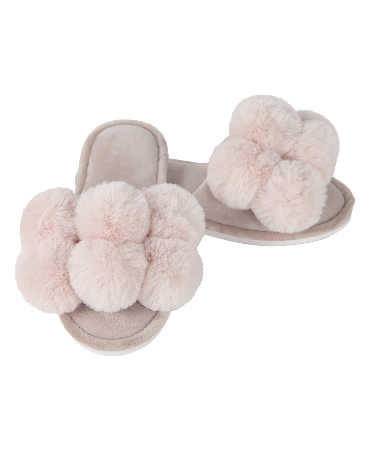 Women's Luxe Pom-Pom Memory Foam Plush Slippers, BLUSH, alternate image number 3