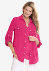Cotton Gauze Bigshirt, RASPBERRY SORBET, hi-res image number null