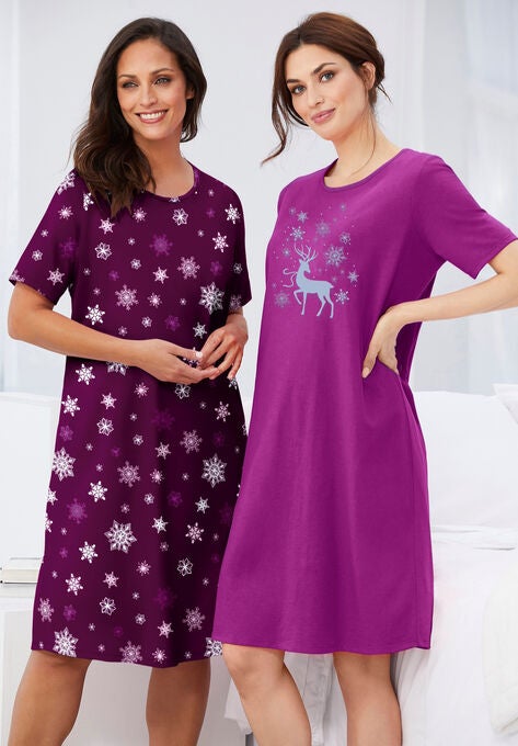 2-Pack Short-Sleeve Sleepshirt, , alternate image number null