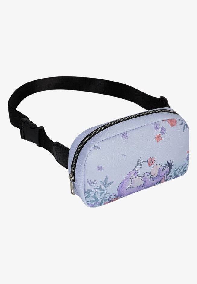 Disney Winnie The Pooh Eeyore Belt Bag Crossbody Zippered Floral Faux Leather, BLUE, hi-res image number 0