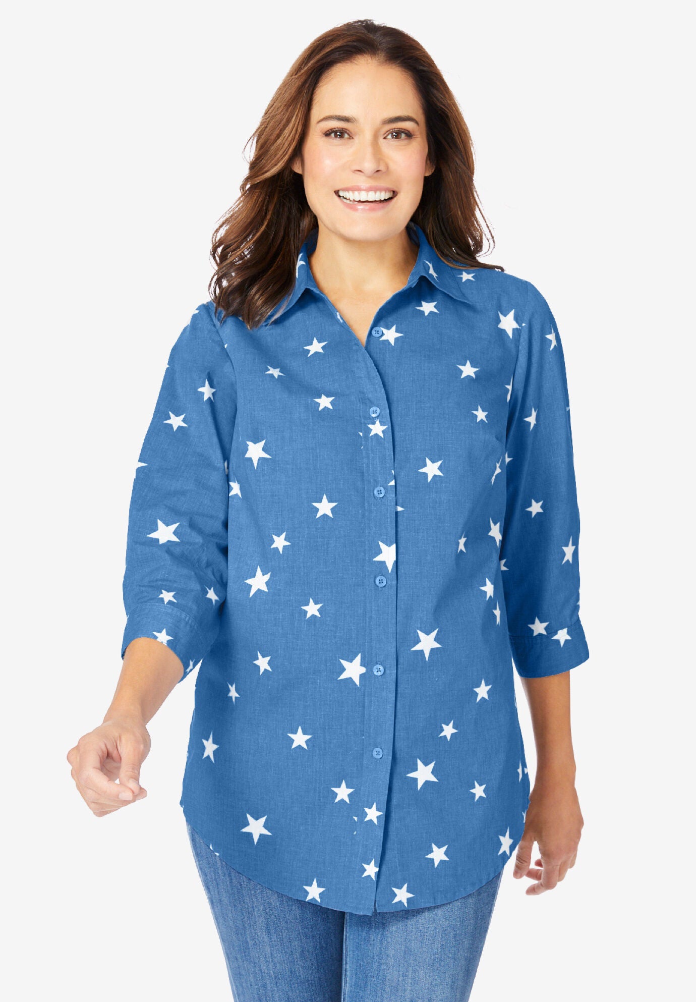 Perfect Three Quarter Sleeve Shirt Woman Within