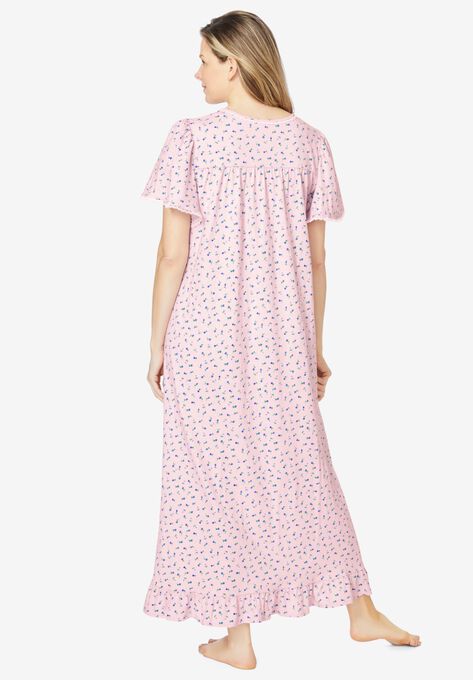 Long Floral Print Cotton Gown, , on-hover image number null