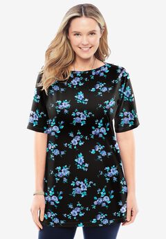 Perfect Printed Short-Sleeve Boatneck Tunic
