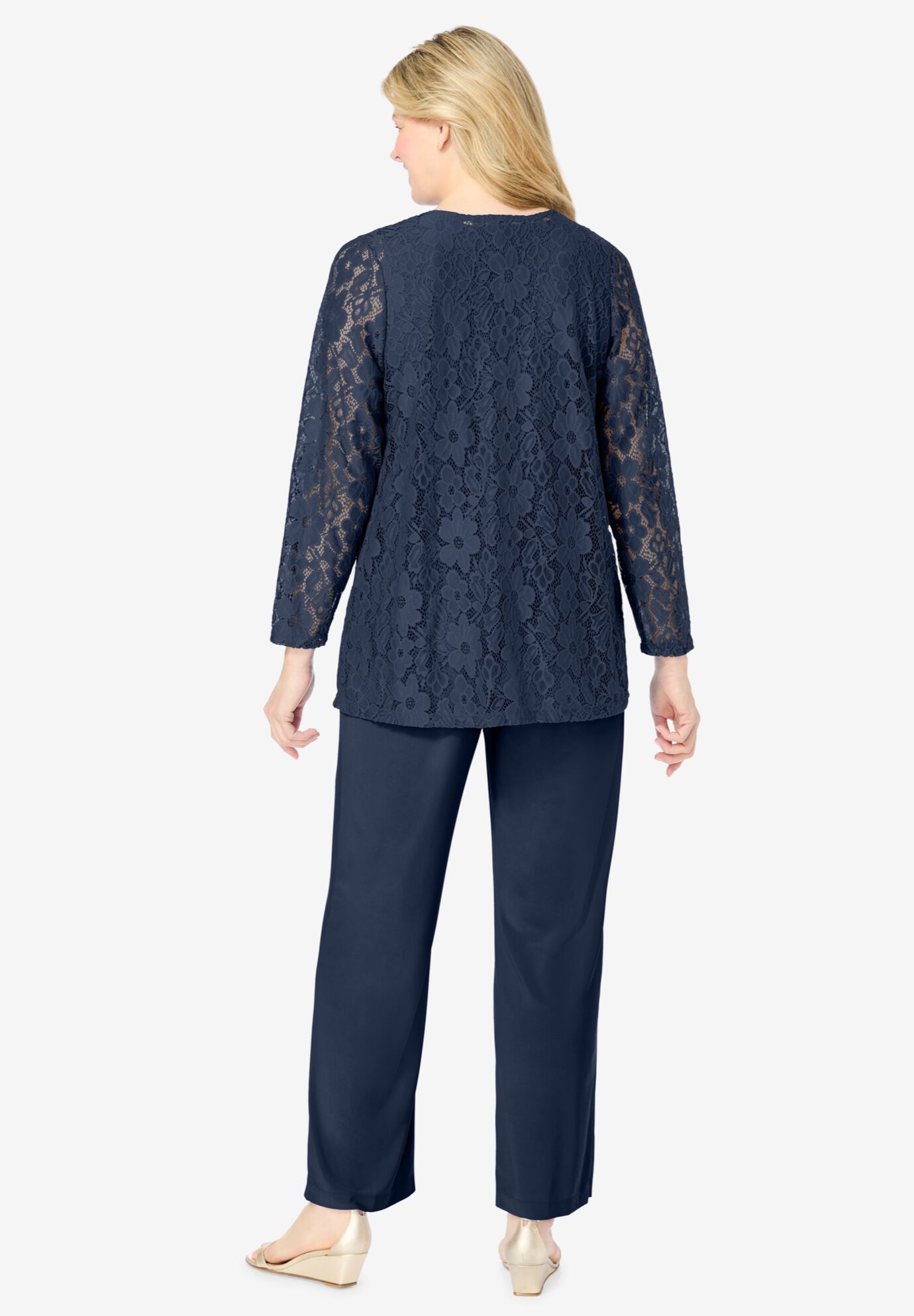 Navy Textured Zip Jacket & Barrel-Leg Pant Set