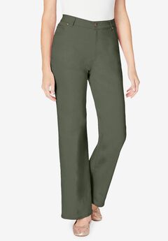 Stretch Denim Wide-Leg Five-Pocket Jeans
