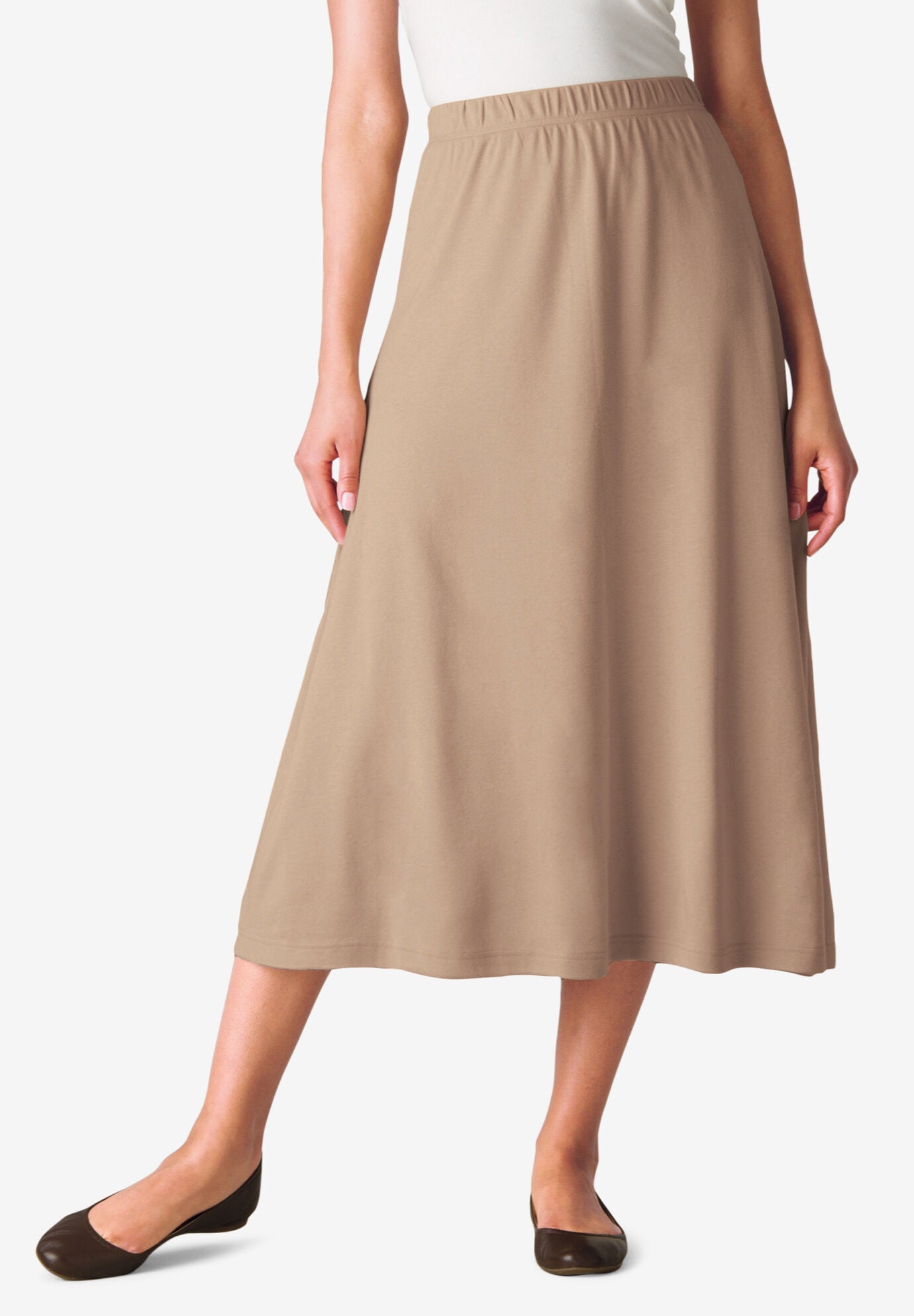 Woman within skirts clearance top