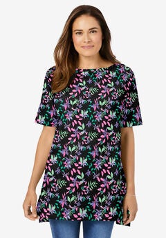 Perfect Printed Short-Sleeve Boatneck Tunic