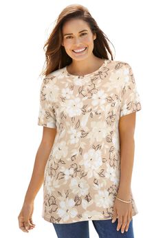 Perfect Printed Short-Sleeve Crewneck Tee