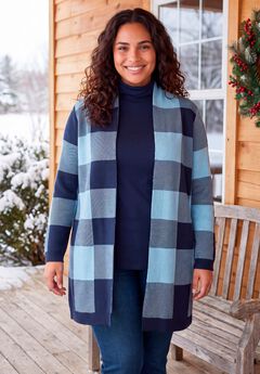 Jacquard Open Front Duster Sweater