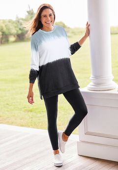 Tie-dyed knit sweatshirt tunic