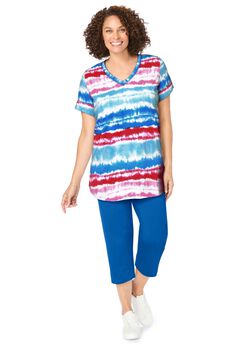 Two-Piece V-Neck Tunic & Capri Set