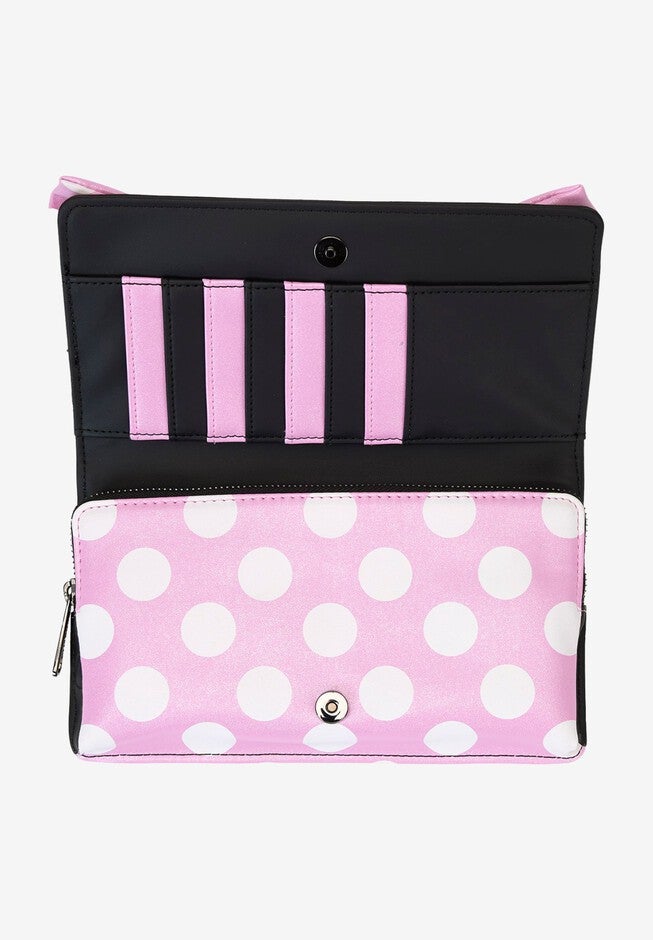 Loungefly x Disney Minnie Mouse Clutch Crossbody Bag Rock The Dots, BLACK, alternate image number 4