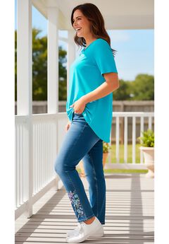 Stretch Denim 5-Pocket Straight-Leg Jeans
