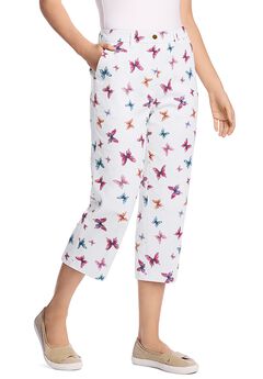 Adjustable Waist Chino Capri