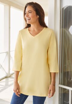 Perfect Three-Quarter Sleeve V-Neck Tunic