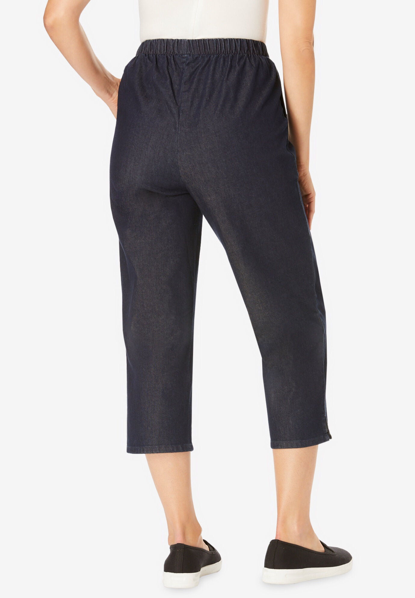 Plus size capris elastic waist hot sale