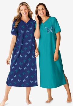 2-Pack Long Henley Sleepshirt