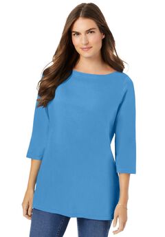 Perfect Three-Quarter Sleeve Boatneck Tee