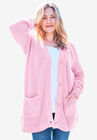 Long-Sleeve Shaker Cardigan Sweater, PINK, hi-res image number null