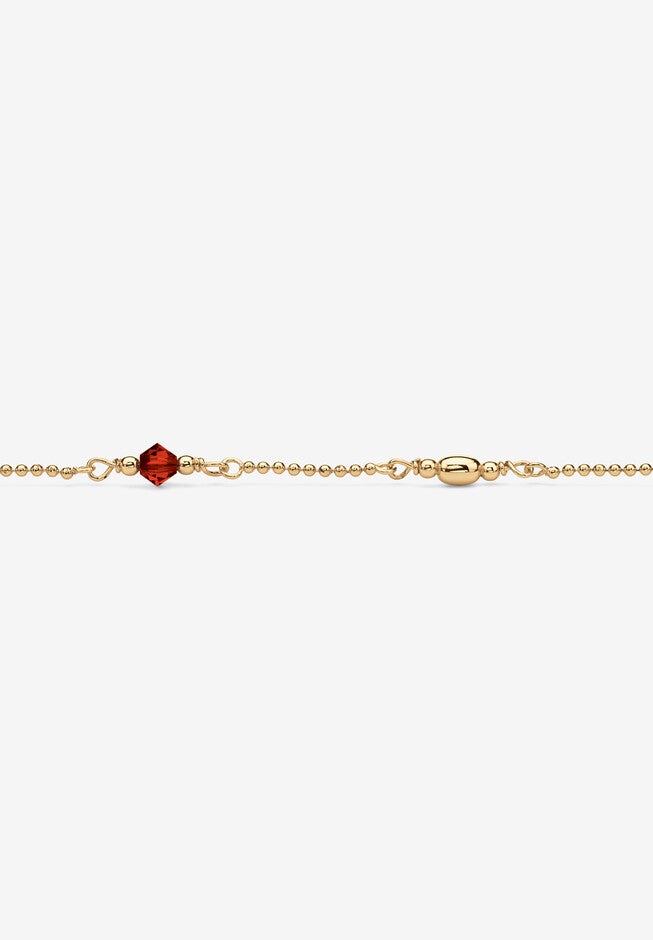 Gold Over Sterling Silver Simulated Birthstone Ankle Bracelet 11 Inches, , on-hover image number 1
