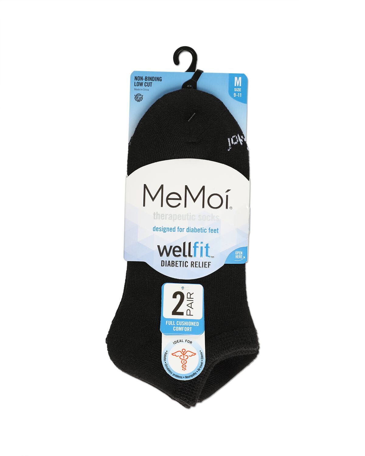 2 pair Diabetic Full Cushion Low Cut Socks, GRAY BLACK, alternate image number 1