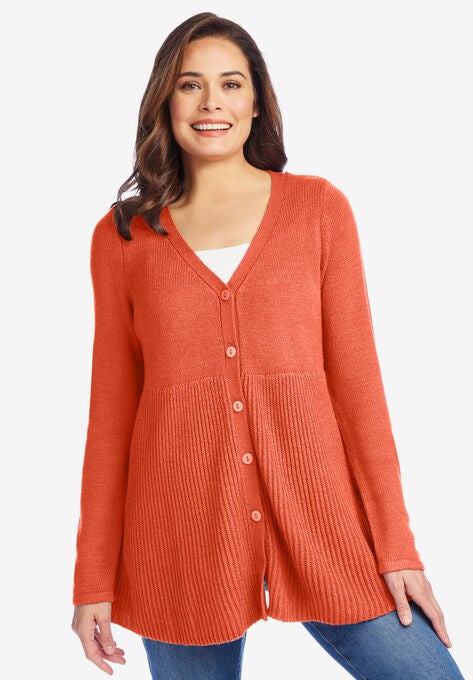Babydoll Cardigan Sweater., PUMPKIN, hi-res image number null