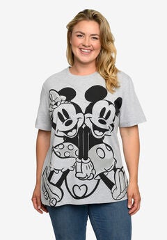 Mickey And Minnie Mouse Back To Back T-Shirt Heather Gray