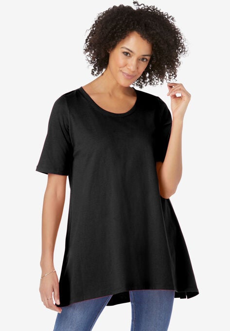 High-Low Hem Tunic, BLACK, hi-res image number null