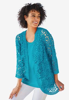 Curved Hem Pointelle Cardigan