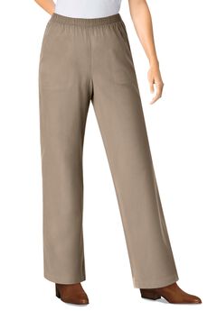 Womens Plus-Size Fineline Stretch Denim Wide-Leg Pull-On Jeans