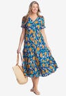 Button-Front Tiered Dress, , alternate image number null
