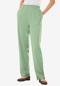 7-Day Straight-Leg Elastic-Waist Stretchy Knit Pant