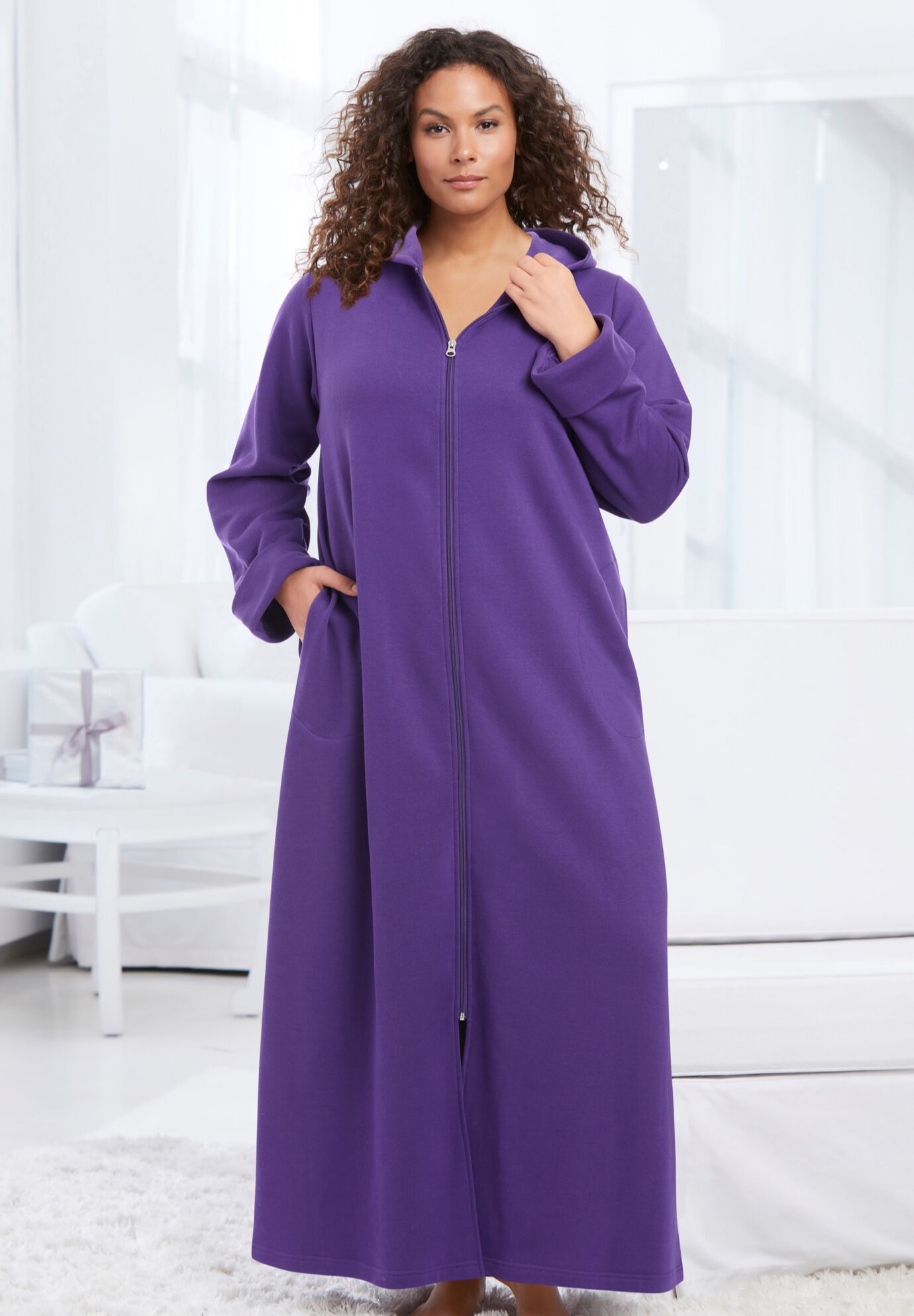 Sweatshirt robe with zipper hot sale