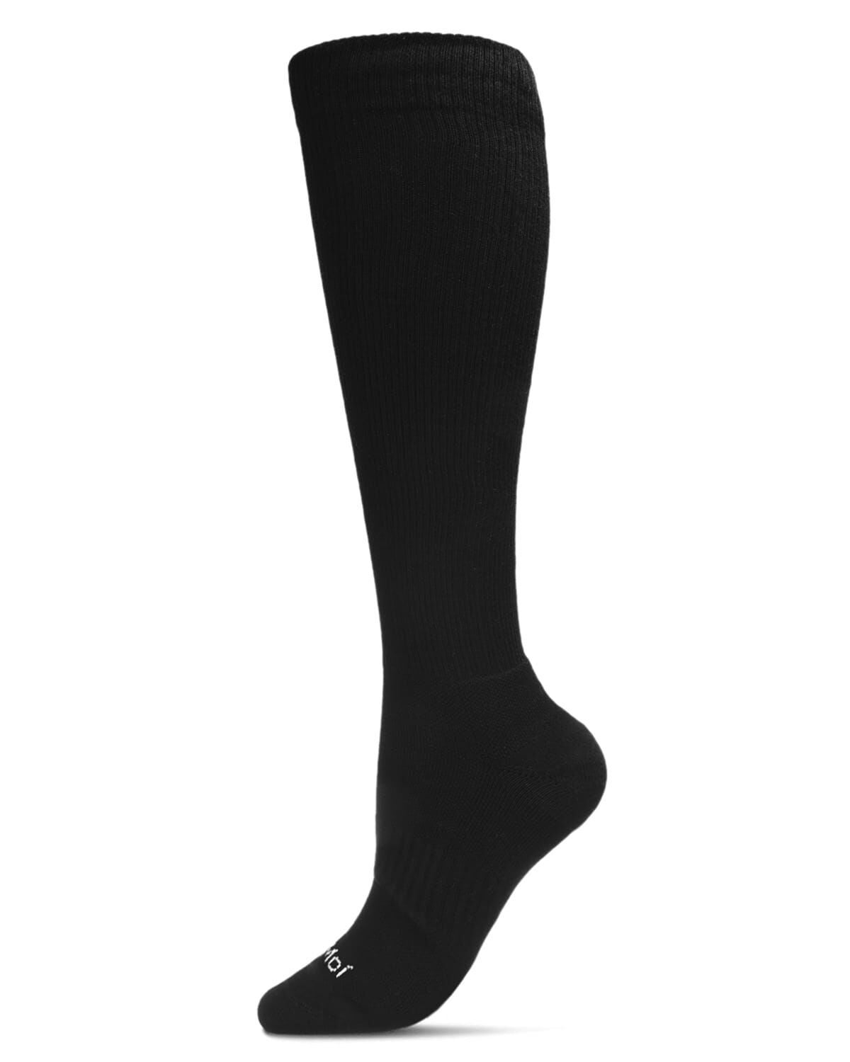 Unisex Classic Athletic Cushion Sole Knee High Cotton Blend 15-20mmHg Graduated Compression Socks, BLACK, alternate image number 3