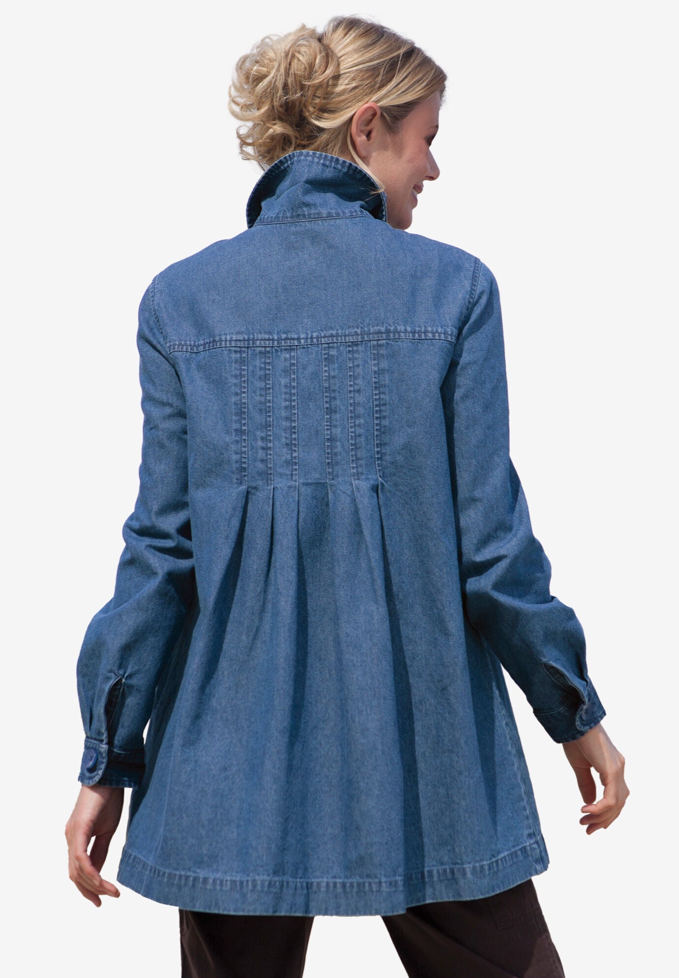 Pleated back denim jacket best sale