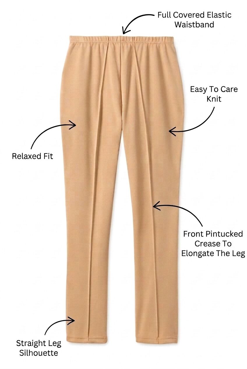 Knit Hassle-Free Pull-On Elastic-Waist Pants, , alternate image number 3