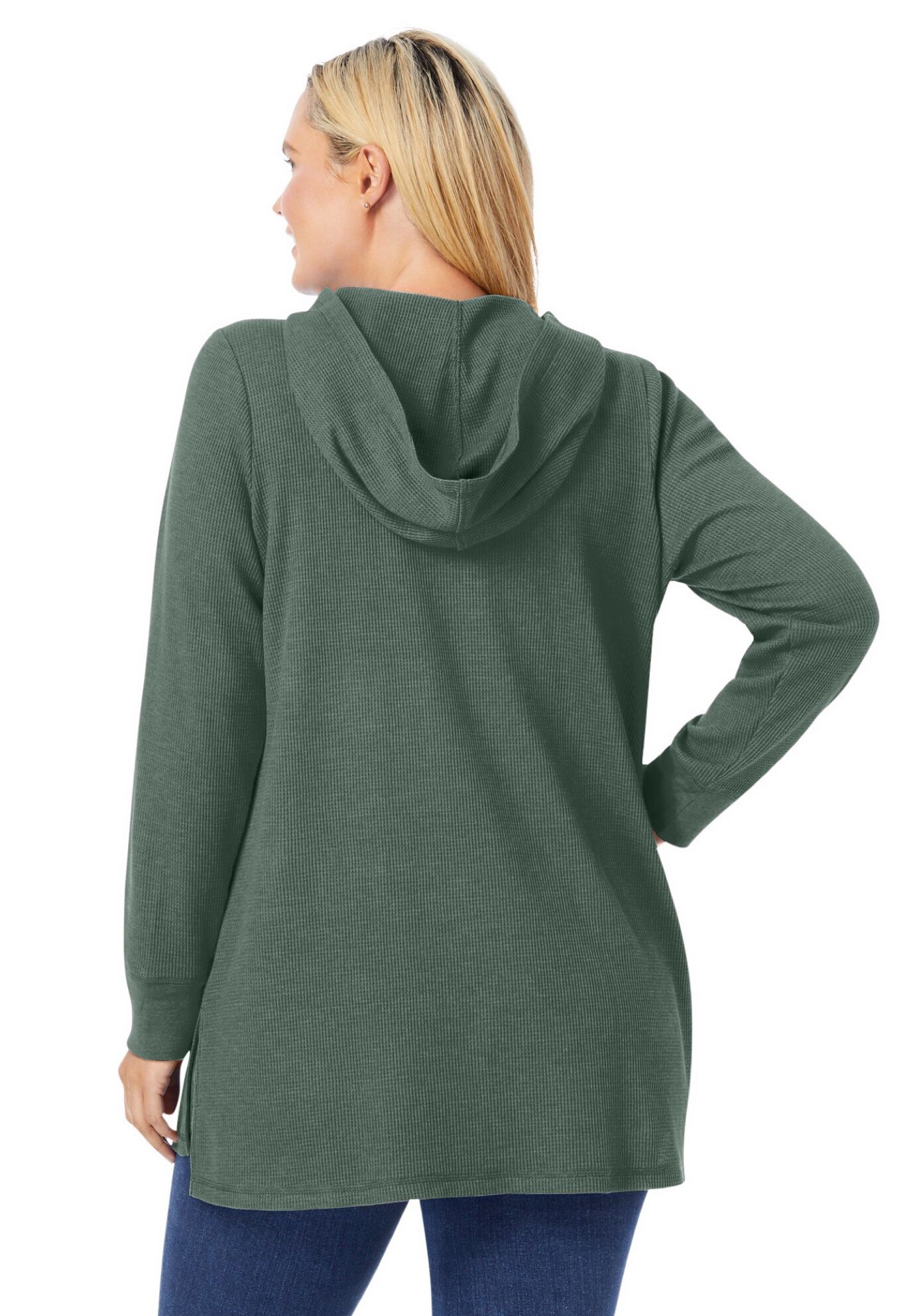 Waffle-Thermal Hoodie, PINE, alternate image number 2