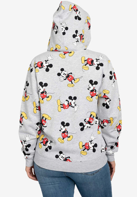 Women's Plus Size Disney Mickey Mouse Zip Hoodie All-Over Print ...