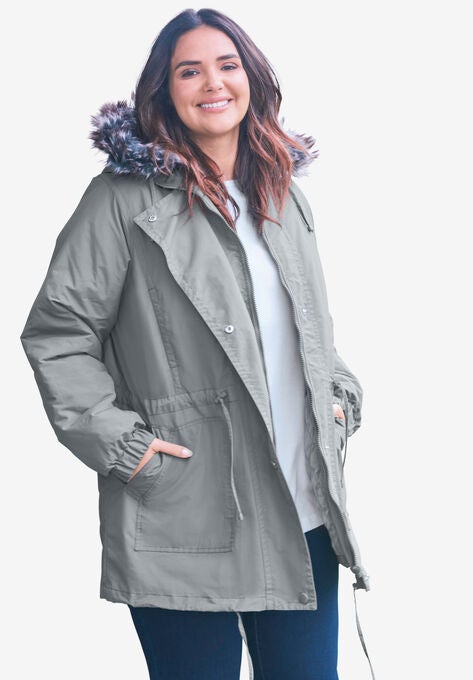Quilt-Lined Taslon® Anorak, GUNMETAL, hi-res image number null