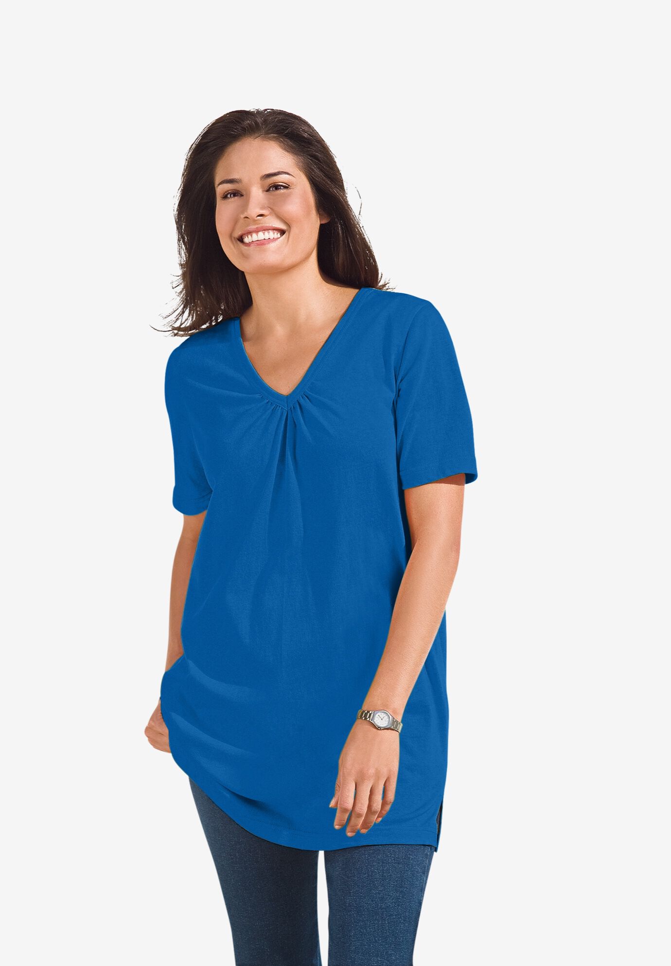 Woman Within Womens Plus Size Perfect V-Neck Sleeveless Tunic