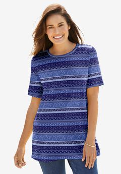 Perfect Printed Short-Sleeve Crewneck Tee