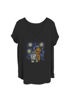 Sw Starry Droids V-Neck T-Shirt