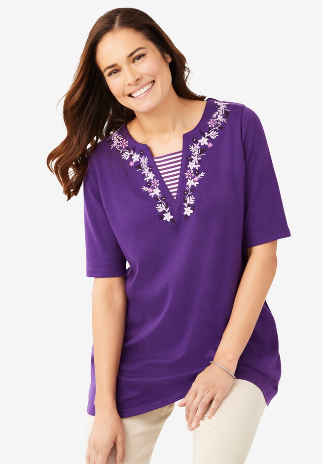 7-Day Embroidered Layered-Look Tunic | Woman Within