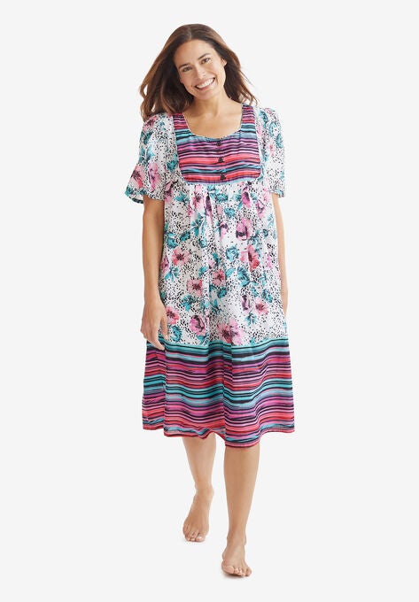 Mixed Print Short Lounger , PEONY PETAL LEOPARD, hi-res image number null