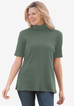 Ribbed Short Sleeve Turtleneck