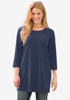 Perfect Three-Quarter-Sleeve Scoopneck Tunic