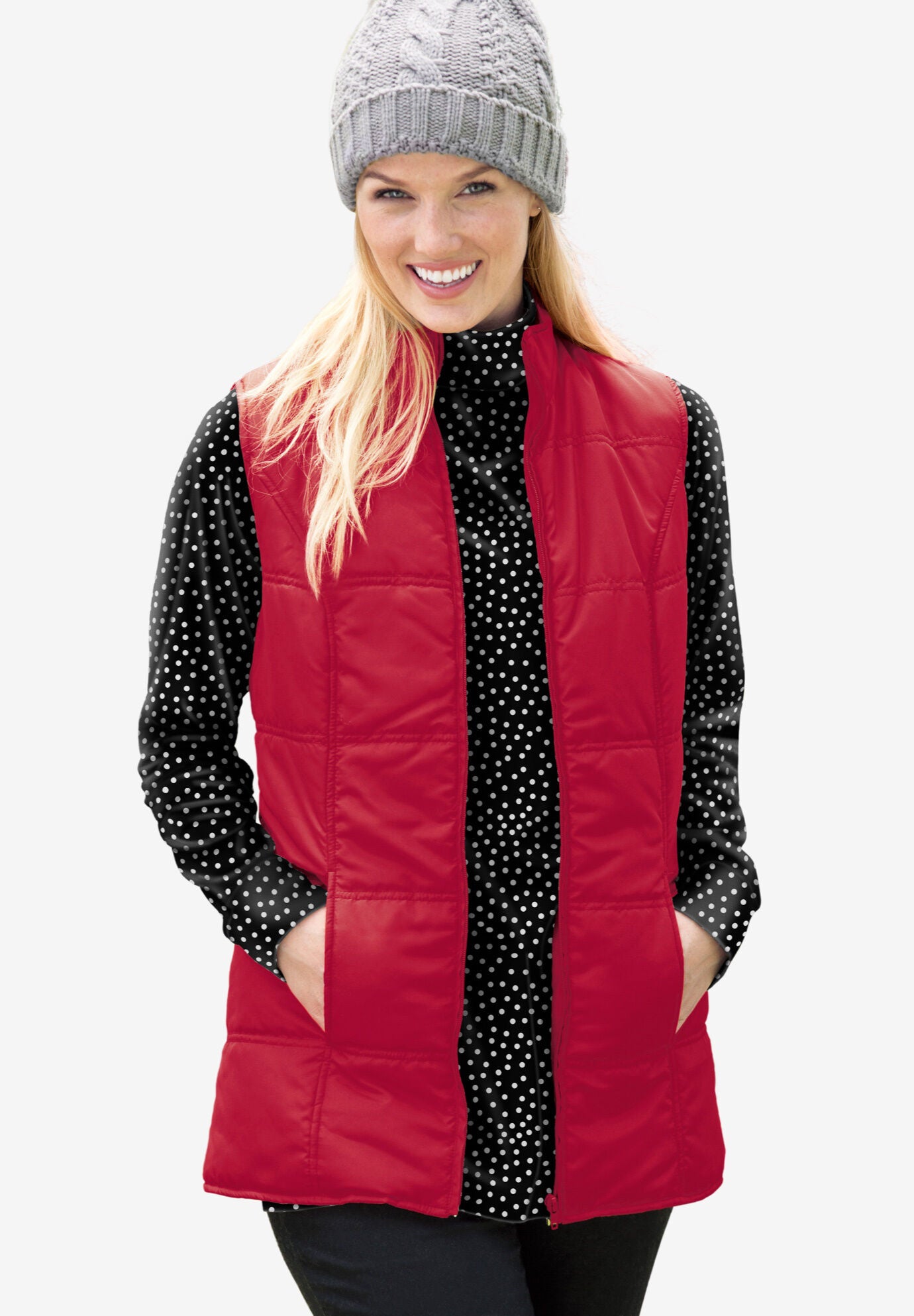 Woman within quilted vests store